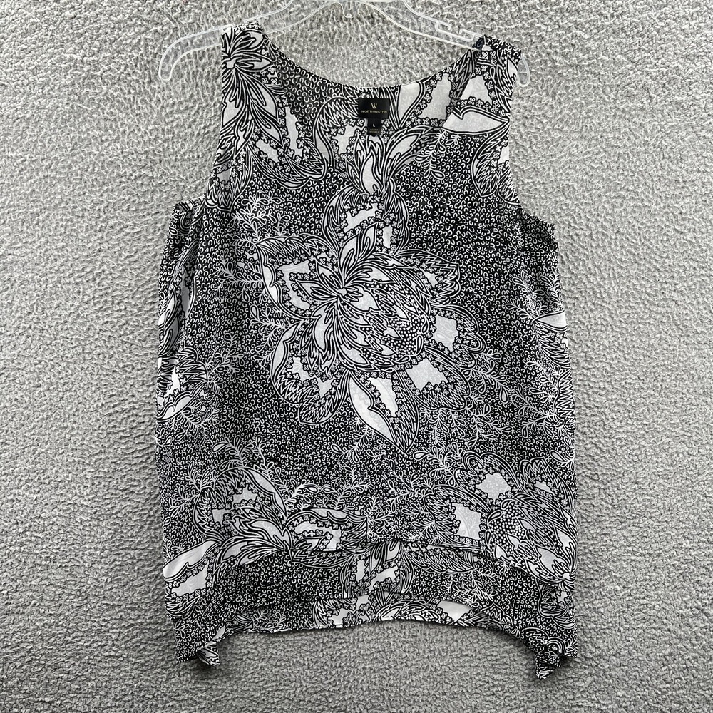 Womens Boho Sleeveless Tunic Top L Paisley Lightweight Flowy Work Layered Resort